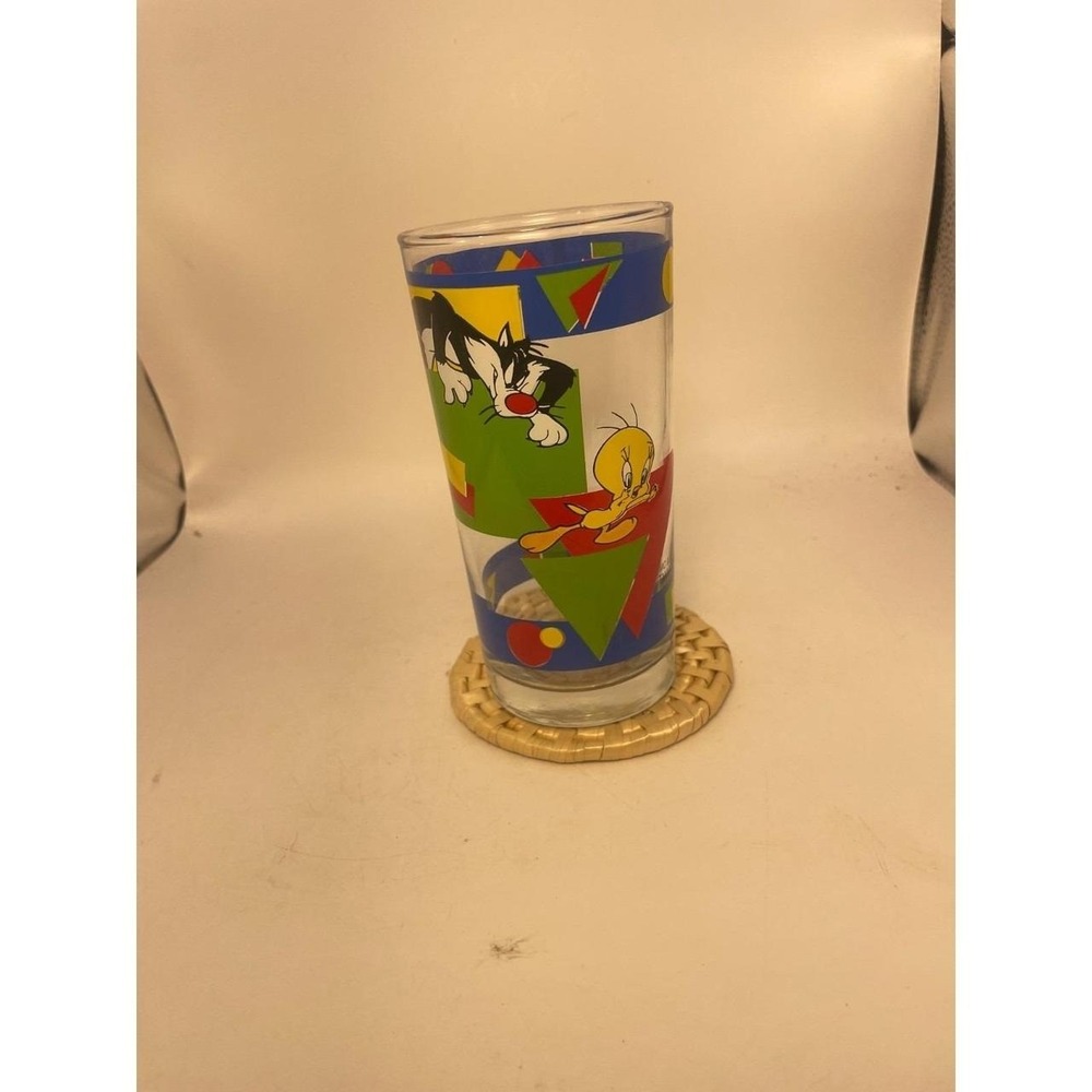vintage tweety bird and sylvester glass 1995 warner bros 5.75 tall